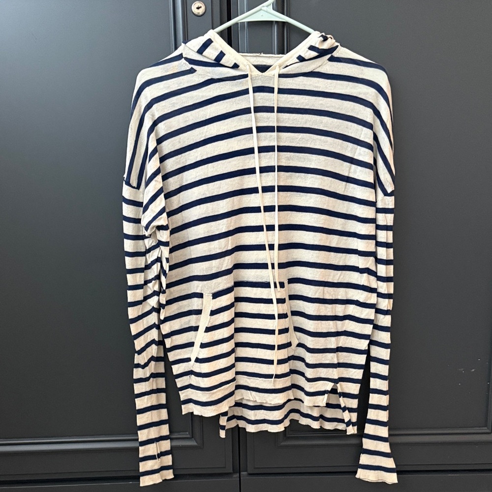 Nili Lotan Striped Navy and White Hoodie